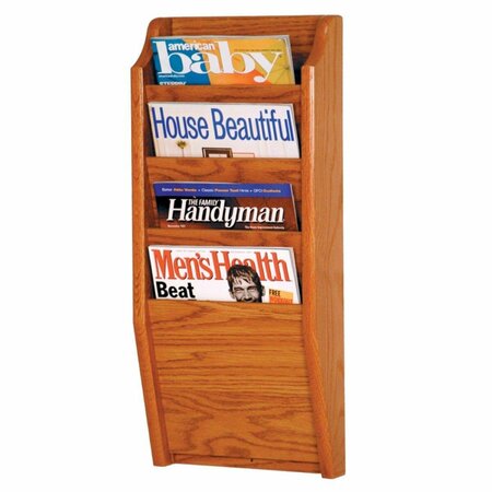 LATESTLUXURY Cascade 4 Pocket Magazine Rack - Black & Medium Oak LA3964455